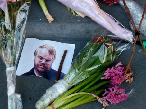 Tribute to actor/director Philip Seymour Hoffman, 33 Bethune Street, Greenwich Village.