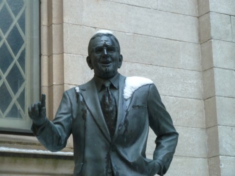 Dr. Norman Vincent Peale outside his home base, the Marble Collegiate Church.