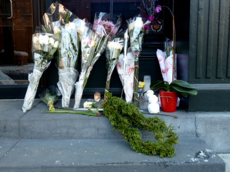 Tribute to actor/director Philip Seymour Hoffman, 33 Bethune Street, Greenwich Village.