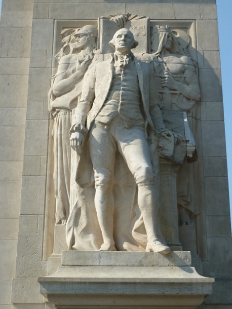 “Washington at Peace” stands on the north-facing side of the Washington Square Arch.
