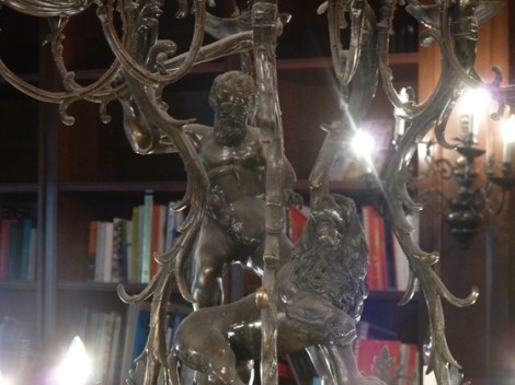 Rizzoli’s, chandelier, Hercules, Nemean lion
