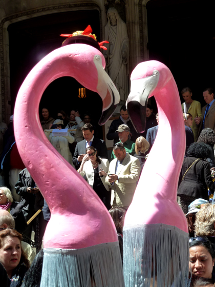 Easter Parade, Easter bonnet, New York, Fifth Avenue, Flamingos, pink, St. Thomas Church