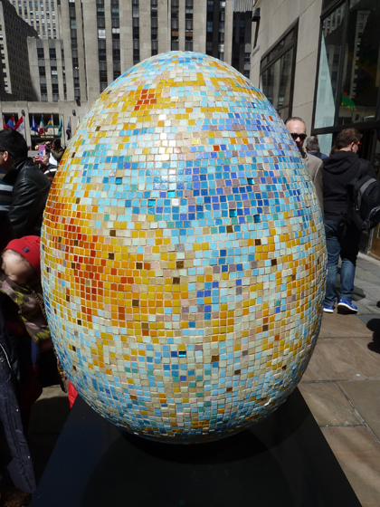 Easter Parade, Easter bonnet, Faberge, Big Egg Hunt, blue, white, mosaics