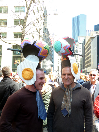 Easter Parade, Easter bonnet, New York, Fifth Avenue, Easter eggs, fried eggs, frying pan,gay men