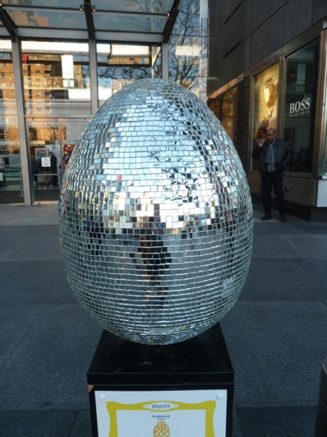 Fabergé egg hunt, disco, mirrors, April, Easter egg, Time Warner, Columbus Circle