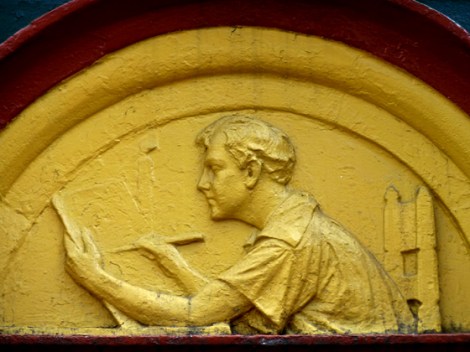 Marcel Duchamp, New York City, Little Spain, West 14th Street, lunette, sculpture