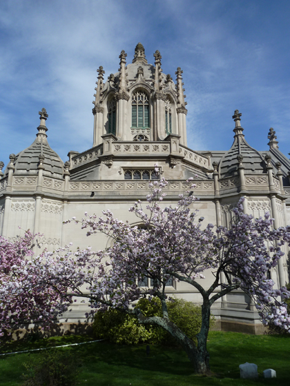 Green-Wood Cemetery, a National Historic Landmark, Brooklyn, Kwanzan cherry tree blossoms, guided tours, trolley tours