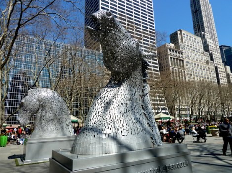 Bryant Park, The Kelpies, Tartan Week, Scottish, Falkirk, Helix Parkland, Fountain Terrace, Horses, Horse Heads, Steel, Models, Maquettes