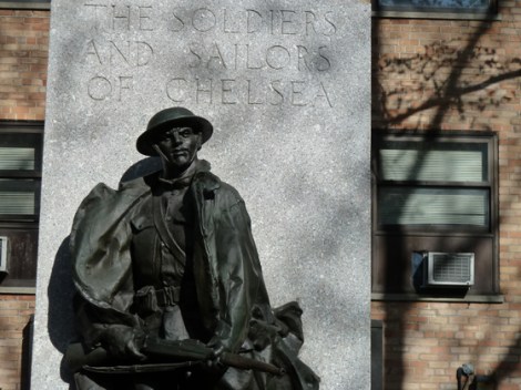 World War I, Chelsea Park, New York City, Doughboy, Monument, Memorial, Philip Martiny, Doughboy, Bronze, Granite, Stele, Rifle