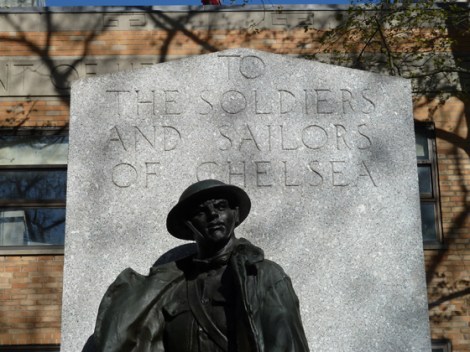 World War I, Chelsea Park, New York City, Doughboy, Monument, Memorial, Philip Martiny, Doughboy, Bronze, Granite, Stele, Rifle