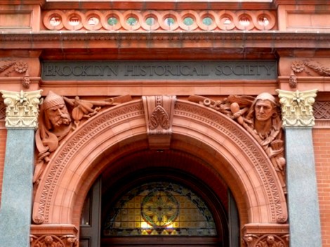 Brooklyn, Brooklyn Historical Society, Guides Association of New York City, George B. Post, Olin Levi Warner, Michelangelo, Beethoven, Gutenberg, Shakespeare, Columbus, Benjamin Franklin