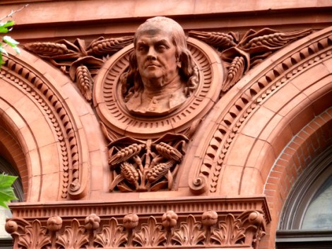 Brooklyn, Brooklyn Historical Society, Guides Association of New York City, George B. Post, Olin Levi Warner, Michelangelo, Beethoven, Gutenberg, Shakespeare, Columbus, Benjamin Franklin