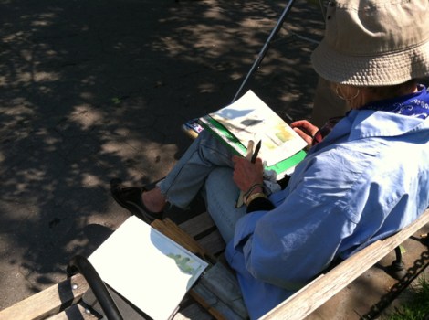Watercolors, Washington Square Park, Greenwich Village, Painting, En plein air, Washington Arch, Stanford White, Saxophone, Greenwich Village Walking Tour, New York University, Stanford White, Giuseppe Garibaldi