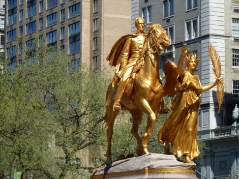 General Sherman Monument, Grand Army Plaza, Gold Leaf, Augustus St. Gaudins