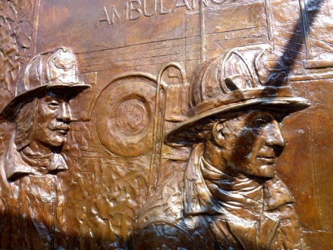 9-11, FDNY 9|11 Memorial Wall, Ground Zero, Bas-Relief, Bronze, Holland & Knight, Twin Towers, the Ten House, World Trade Center, Fire Department of New York