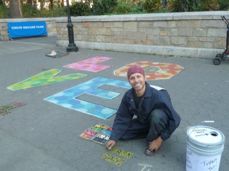 Chalk, Union Square, Five Squares and a Circle Tour, Union Square Park, New York City, Mark Panzarino, Mark Panz, Artist for Hire, Sidewalk, Pavement, Walking Tour