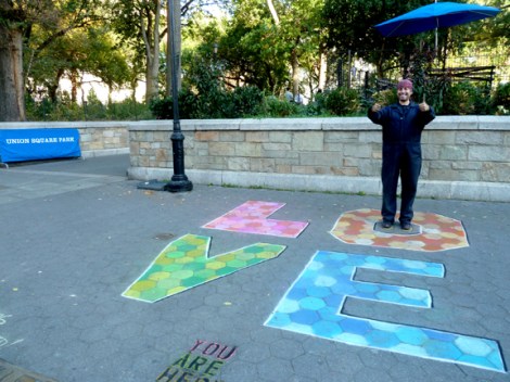 Chalk, Union Square, Five Squares and a Circle Tour, Union Square Park, New York City, Mark Panzarino, Mark Panz, Artist for Hire, Sidewalk, Pavement, Walking Tour