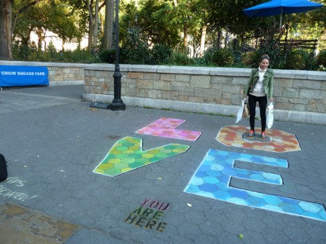 Chalk, Union Square, Five Squares and a Circle Tour, Union Square Park, New York City, Mark Panzarino, Mark Panz, Artist for Hire, Sidewalk, Pavement, Walking Tour