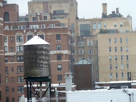 Water Tank, New York City, Roof, Snow, Skyline, Wood, Water, Tank