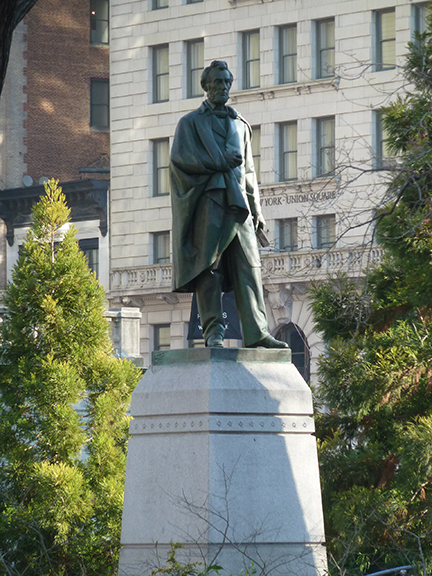 Abraham Lincoln, Union Square Park, George Washington, Independence Staff, Henry Kirke Brown, Lincoln Building, the Great Emancipator, Fiorello H. La Guardia, Bronze, Sculpture