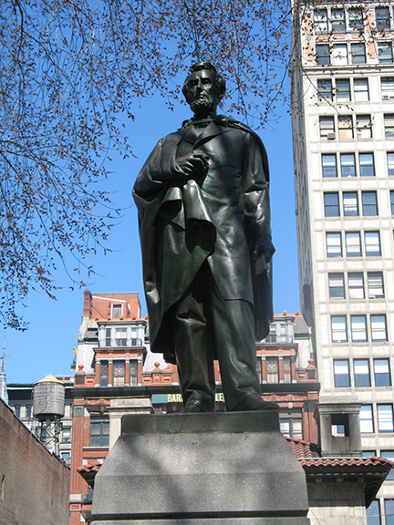 Abraham Lincoln, Union Square Park, George Washington, Independence Staff, Henry Kirke Brown, Lincoln Building, the Great Emancipator, Fiorello H. La Guardia, Bronze, Sculpture