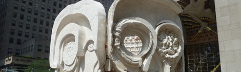 Masks, Pentagon, Rockefeller Center, Rockefeller Plaza, Plaster, Thomas Houseago, Rockefeller Plaza, Christmas Tree,