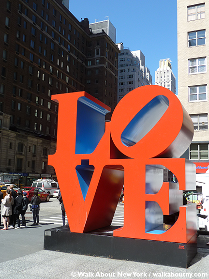 Robert Indiana, Love, Sculpture, Art, Walk About New York, Sidewalk Art, Pop Art, New York Streets, New York, Sculptural Art, Sixth Avenue, West 55th Street