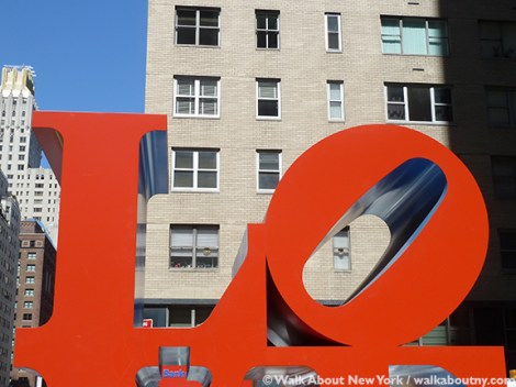 Robert Indiana, Love, Sculpture, Art, Walk About New York, Sidewalk Art, Pop Art, New York Streets, New York, Sculptural Art, Sixth Avenue, West 55th Street