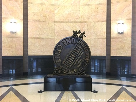 Penny, Tom Otterness, 1325 Avenue of the Americas, Bronze, Sculpture, Money, Oppression, Capitalism, Subway Art Tour One