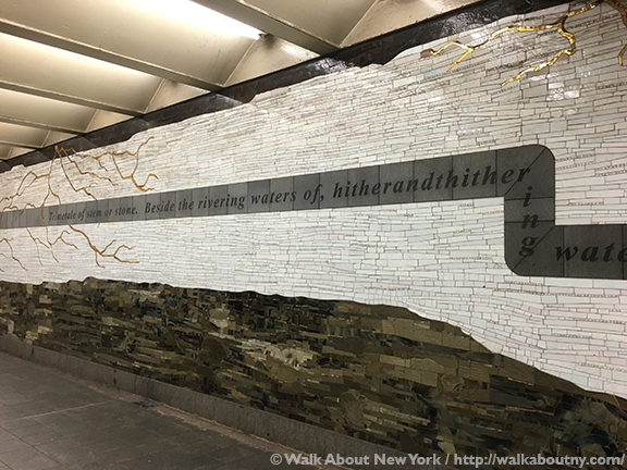 Subway Art Tour Three, Subway Art, New York, Subway, Walk About New York, Walking Tours, Guided Walking Tours, Samm Kunce, Under Bryant Park, 2002, Glass Stone Marble mosaic