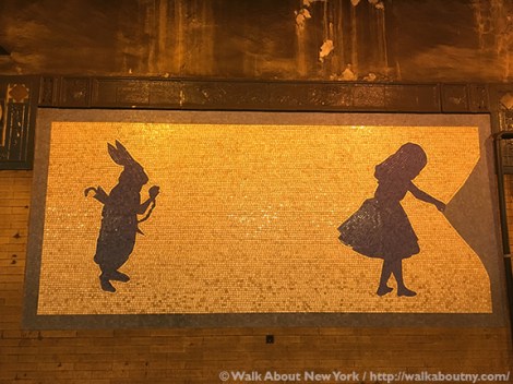Alice in Wonderland, Subway Art Tour One, Subway Art, Walk About New York, Liliana Porter, mosaics, Broadway, Theater, Alice’s Adventures in Wonderland, Arts for Transit, MTA Arts and Design