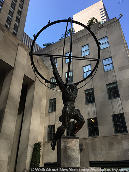 Atlas, Rockefeller Center, Lee Lawrie, Rene Paul Chambellan, St. Patrick’s Cathedral, International Building, 630 Fifth Avenue, Bronze, Sculpture, Art, Rockefeller Plaza, Armillary Sphere, Greek Gods, Titans