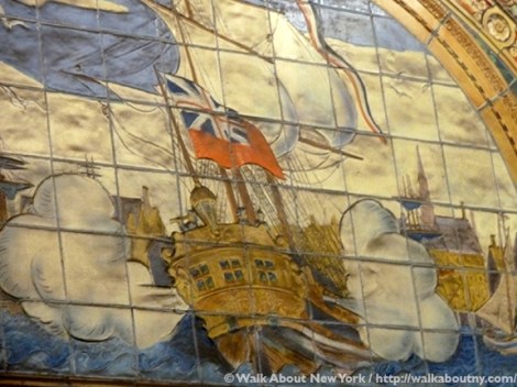 Marine Grill Murals, Fulton Street, Frederick Dana Marsh, Subway Art, Walk About New York, Friends of Terracotta, Terracotta, Mural, New York Harbor, New York City, William Street, Reginald Marsh