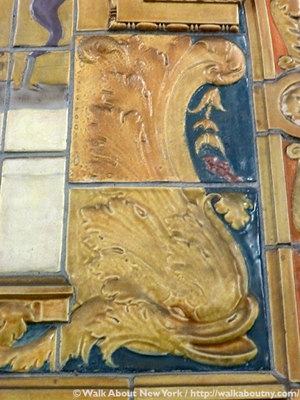 Marine Grill Murals, Fulton Street, Frederick Dana Marsh, Subway Art, Walk About New York, Friends of Terracotta, Terracotta, Mural, New York Harbor, New York City, William Street, Reginald Marsh