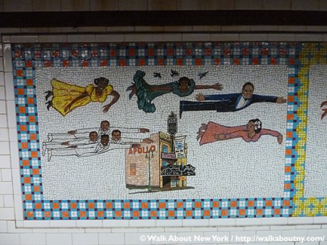 Subway Art, Walk About New York, Walking Tour, Faith Ringgold, Harlem, Studio Museum, Jacob Lawrence, Yankee Stadium, Sugar Ray Robinson, Joe Lewis, Cotton Club, Apollo Theater, Duke Ellington, Josephine Baker, Bessie Smith, The Ink Spots, Marian Anderson, Paul Robeson, Flying Home: Harlem Heroes and Heroines, Lionel Hampton, Dinah Washington, Ralph Cooper, Billie Holiday