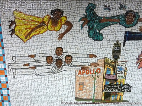 Subway Art, Walk About New York, Walking Tour, Faith Ringgold, Harlem, Studio Museum, Jacob Lawrence, Yankee Stadium, Sugar Ray Robinson, Joe Lewis, Cotton Club, Apollo Theater, Duke Ellington, Josephine Baker, Bessie Smith, The Ink Spots, Marian Anderson, Paul Robeson, Flying Home: Harlem Heroes and Heroines, Lionel Hampton, Dinah Washington, Ralph Cooper, Billie Holiday