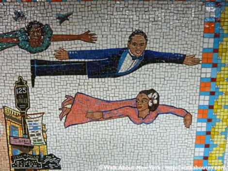 Subway Art, Walk About New York, Walking Tour, Faith Ringgold, Harlem, Studio Museum, Jacob Lawrence, Yankee Stadium, Sugar Ray Robinson, Joe Lewis, Cotton Club, Apollo Theater, Duke Ellington, Josephine Baker, Bessie Smith, The Ink Spots, Marian Anderson, Paul Robeson, Flying Home: Harlem Heroes and Heroines, Lionel Hampton, Dinah Washington, Ralph Cooper, Billie Holiday