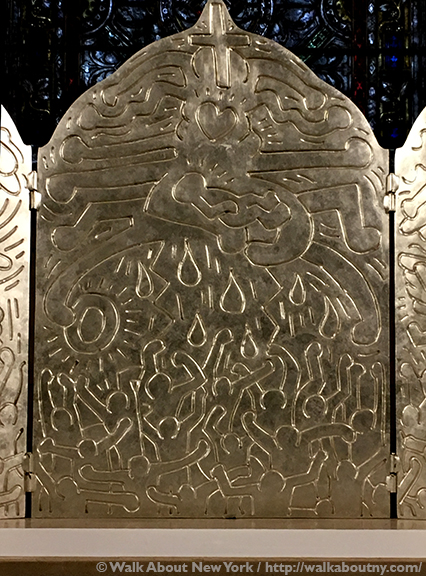 Keith Haring, Art, Downtown Manhattan, AIDS, Artist, Gay Artist, Gay Activist, Gay Pride, Murals, St. John the Divine, Carmine Street Mural, Drawing, Crack is Wack, New York City Parks, Greenwich Village, Triptych