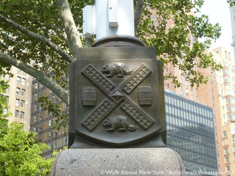 New Amsterdam, New York, New Netherlands, Dutch, Flagpole, Flagstaff, Tercentenary, State Street, Battery Place, The Battery, The Netherlands, Wall Street, Downtown Manhattan, Downtown Manhattan Walking Tour, Henry Hudson, Seal of the City of New York