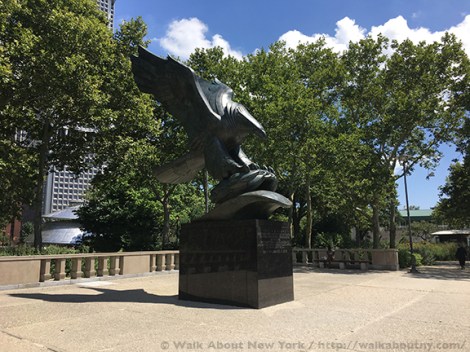 World War II, World War II Memorials, War Memorials, East Coast Memorial, Navy, Coast Guard, Army, Merchant Marine, Air Force, New York Harbor, Grateful Nation, Eagle, Bronze, Downtown Manhattan, Wall Street Area, Lower Manhattan, John, F. Kennedy
