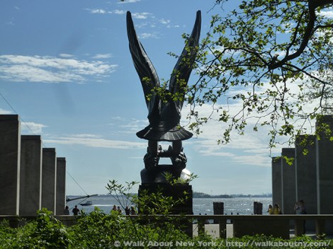 World War II, World War II Memorials, War Memorials, East Coast Memorial, Navy, Coast Guard, Army, Merchant Marine, Air Force, New York Harbor, Grateful Nation, Eagle, Bronze, Downtown Manhattan, Wall Street Area, Lower Manhattan