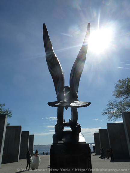 World War II, World War II Memorials, War Memorials, East Coast Memorial, Navy, Coast Guard, Army, Merchant Marine, Air Force, New York Harbor, Grateful Nation, Eagle, Bronze, Downtown Manhattan, Wall Street Area, Lower Manhattan